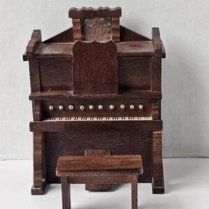 Miniature Wooden Piano with Bench